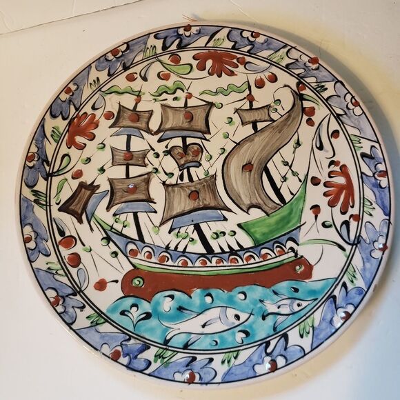 IKaros Hand Painted Carnations and Tulips Decorative Plate Rhodes, Greece - Picture 1 of 5